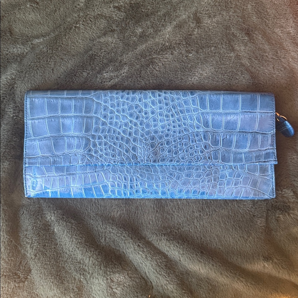 Saks Fifth Avenue Blue Embossed Leather Bag
